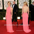 Claire Danes Slender Belt Halter Open Back Pink Celebrity Dress Prom Gown